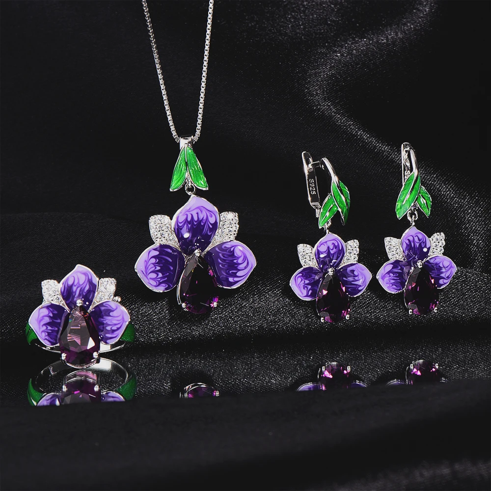 RainMarch Enamel Flower Silver Earring Pendant Ring Jewelry Set For Women 925 Sterling Silver Necklace Pendant Wedding Jewelry
RainMarch Enamel Flower Silver Earring Pendant Ring Jewelry Set For Women 925 Sterling Silver Necklace Pendant Wedding Jewelry