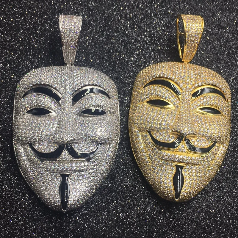 2019 newest iced out jewelry hiphop bling bling vendetta mask face pendants necklace for street boy
2019 newest iced out jewelry hiphop bling bling vendetta mask face pendants necklace for street boy