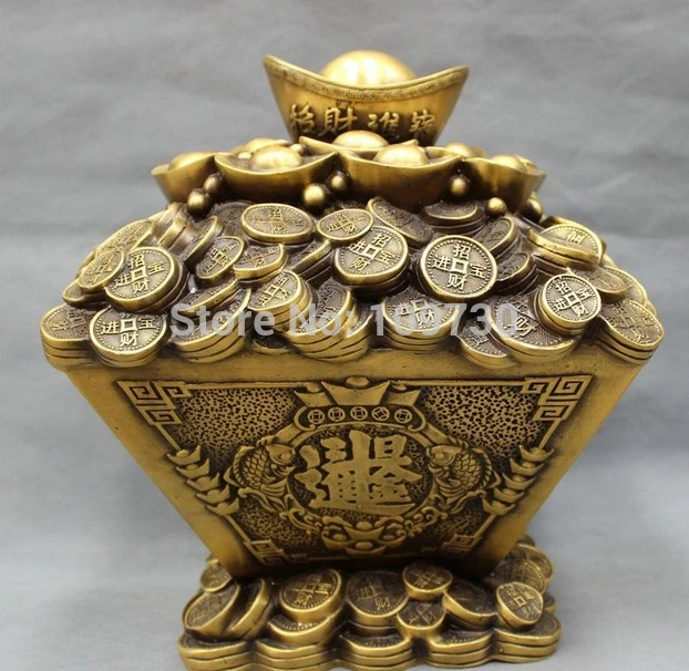 001840 11" Chinese Pure Bronze Folk Wealth Coin Statue Fish YuanBao Bucket Money Box
001840 11" Chinese Pure Bronze Folk Wealth Coin Statue Fish YuanBao Bucket Money Box