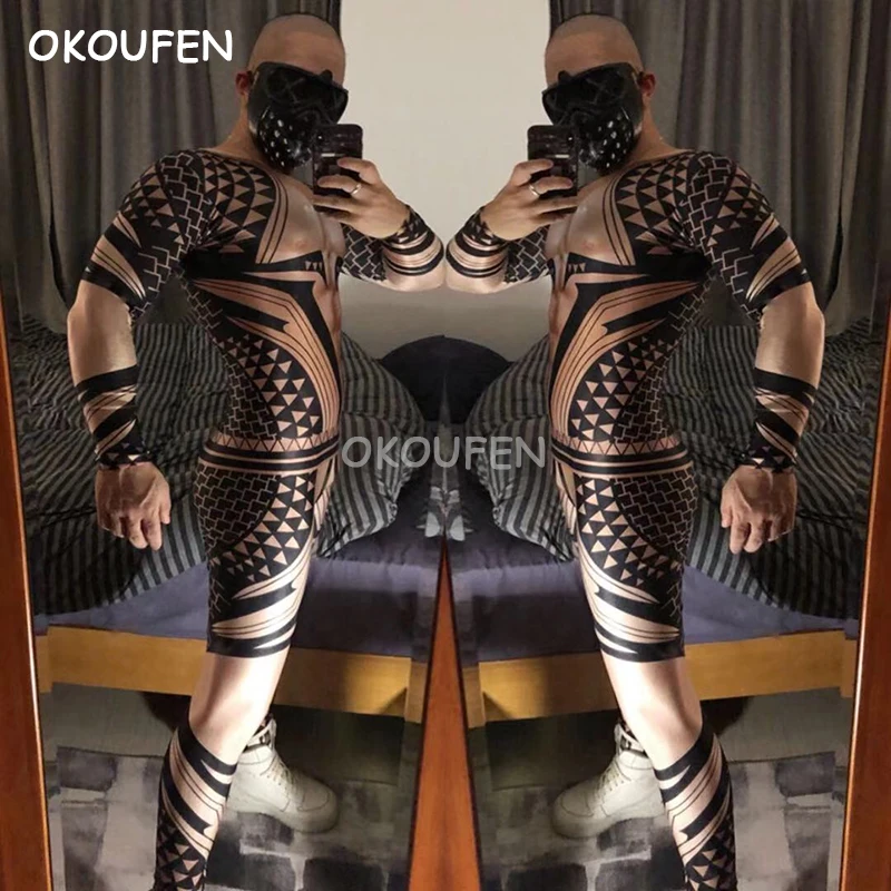 Halloween costumes Rivet 3D print Tattoo Jumpsuits nightclub Bar Male Singer Dj Ds Dance Team Party Costumes
Halloween costumes Rivet 3D print Tattoo Jumpsuits nightclub Bar Male Singer Dj Ds Dance Team Party Costumes