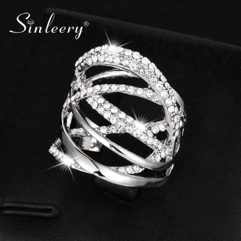 SINLEERY Unique Shiny Silver Color Multilayer Twisted Big Rings With CZ for Women Wedding Cocktail Party Size 6-10 Jz016 SSB
SINLEERY Unique Shiny Silver Color Multilayer Twisted Big Rings With CZ for Women Wedding Cocktail Party Size 6-10 Jz016 SSB