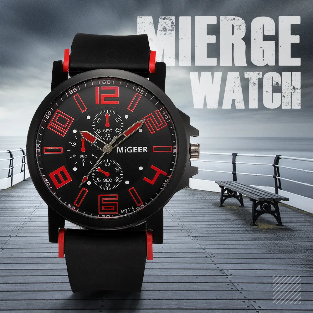 MIGEER Men Fashion Silicone Strap Sport Watches Cool Quartz Hours Wrist Analog Watch BIG Stainless Steel Clock Military Watch
MIGEER Men Fashion Silicone Strap Sport Watches Cool Quartz Hours Wrist Analog Watch BIG Stainless Steel Clock Military Watch