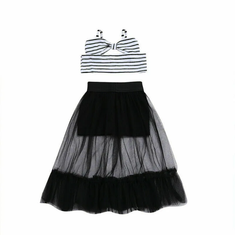 6M-5T Summer Kid Baby Girl Striped Crop Tops Tulle Skirt Party 2PCS Outfit Sets Sleeveless Kid Girls Skirt Clothes Sets
6M-5T Summer Kid Baby Girl Striped Crop Tops Tulle Skirt Party 2PCS Outfit Sets Sleeveless Kid Girls Skirt Clothes Sets