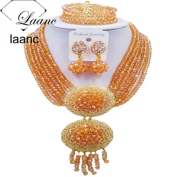 Laanc Fashionable Champagne Gold AB African Beads Jewelry Set Nigerian Wedding Necklace Set Bridal Jewelry Sets 6PHLS008 
Laanc Fashionable Champagne Gold AB African Beads Jewelry Set Nigerian Wedding Necklace Set Bridal Jewelry Sets 6PHLS008