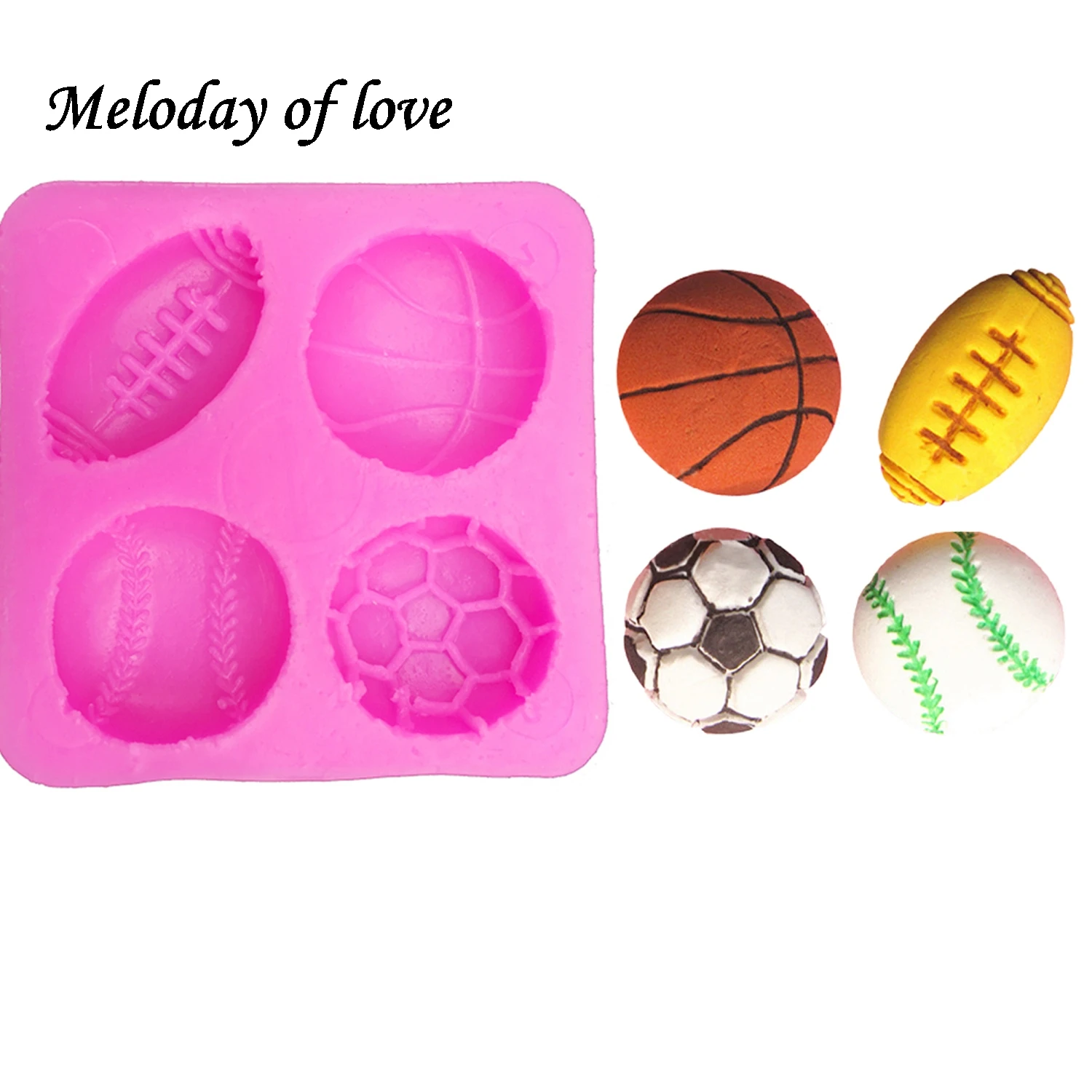 Description Picture 2 of itemBall football baseball soap mould cake decorating tools DIY baking fondant silicone mold Dessert Decorators T0149