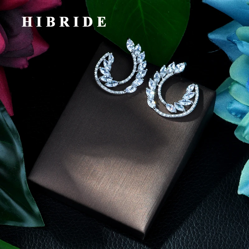 HIBRIDE Exquisite Leaf Shape Stud Earrings Orecchini for Women Aretes boucle d'oreille kupe Bridal Wedding Engagement brincoE-45
HIBRIDE Exquisite Leaf Shape Stud Earrings Orecchini for Women Aretes boucle d'oreille kupe Bridal Wedding Engagement brincoE-45