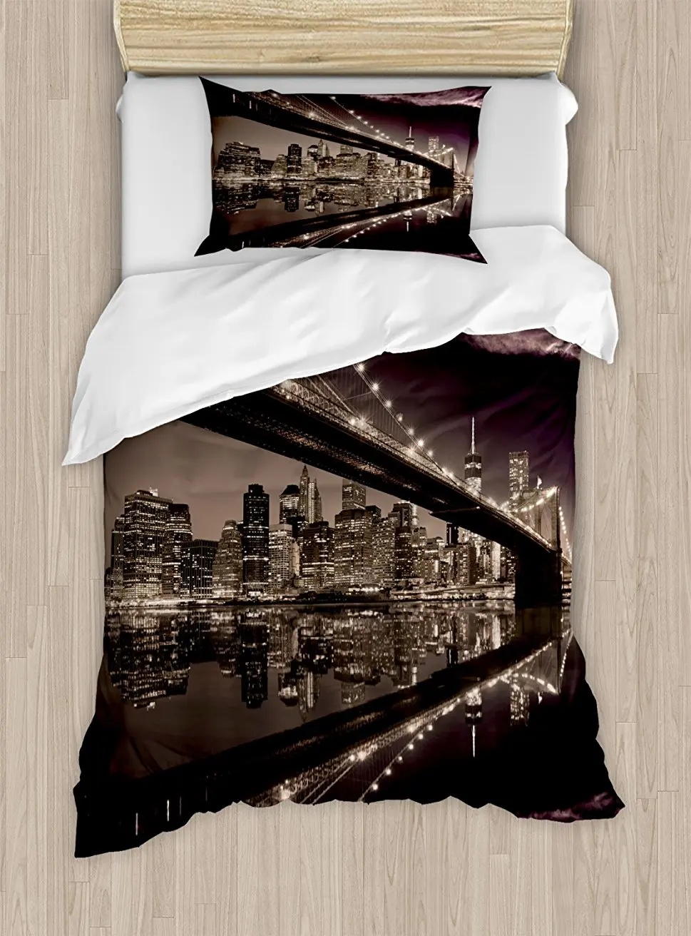 Duvet Cover Set , Brooklyn Bridge Sunset NYC View Skyline Tourist Attraction Modern City, 4 Piece Bedding Set
Duvet Cover Set , Brooklyn Bridge Sunset NYC View Skyline Tourist Attraction Modern City, 4 Piece Bedding Set