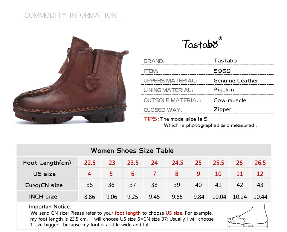 Tastabo Genuine Leather Ankle Boots Velvet Handmade Lady soft Flat shoes comfortable Casual Moccasins Women's shoes 14