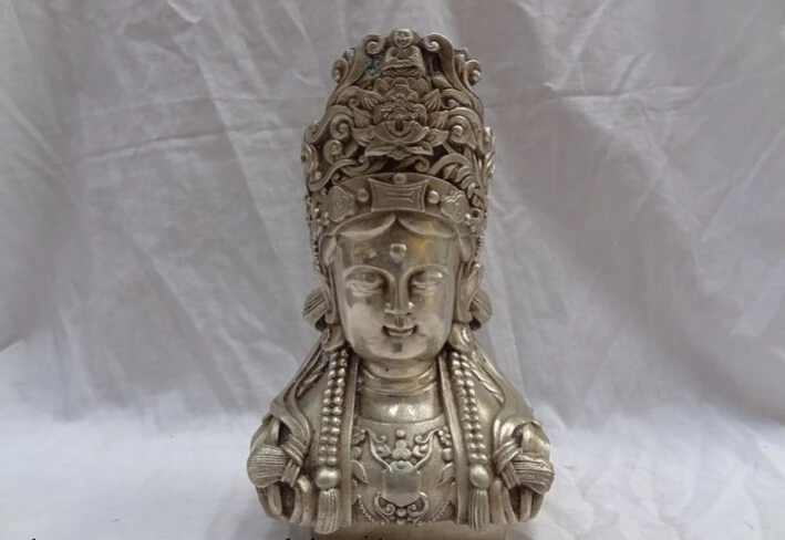 S5002 8" Chinese Silver Buddhism Lotus Kwan-Yin GuanYin Head Buddha Joss Brass Statue D0317
S5002 8" Chinese Silver Buddhism Lotus Kwan-Yin GuanYin Head Buddha Joss Brass Statue D0317