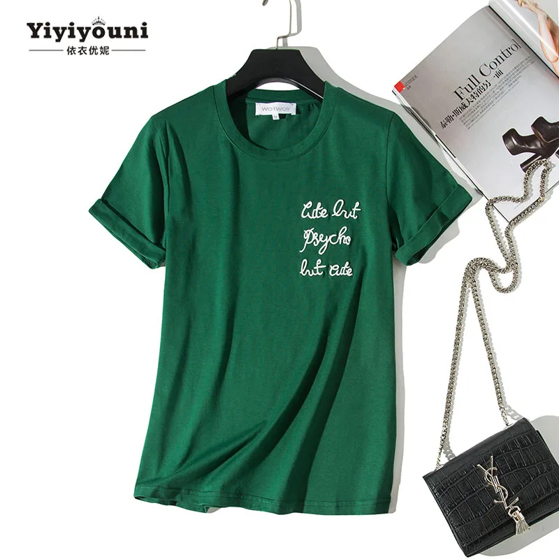 2019 Summer Beach Cotton T-shirt Women Embroidery Green White Knit O-neck Female Tees Streetwear Loose T Shirts Women Tops
2019 Summer Beach Cotton T-shirt Women Embroidery Green White Knit O-neck Female Tees Streetwear Loose T Shirts Women Tops