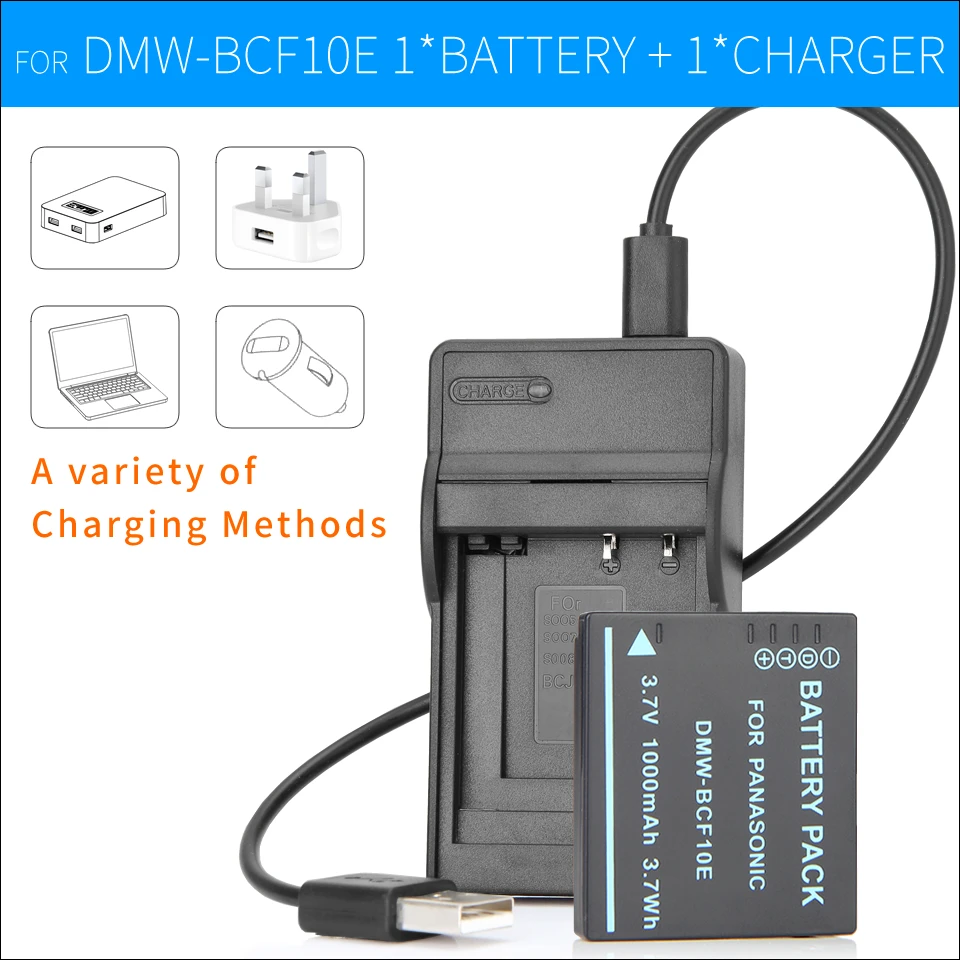 

DMW-BCF10E Li-ion Rechargeable Camera Battery +Charger for Panasonic Lumix DMC-FS4 DMC-FS7 DMC-F10 DMC-FS30 DMC-FS15 DMC-FS42