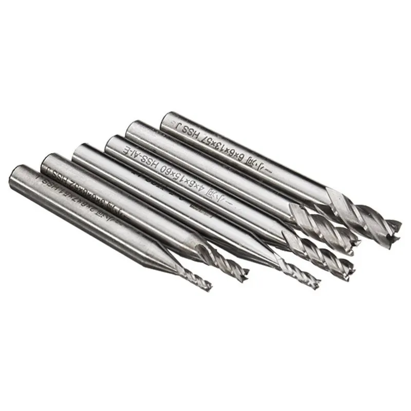 DANIU 6pcs 2-6mm 4 Flute Milling Cutter HSS End Mills Router Bits Engraving CNC Rotary Burrs Set Power Tools | Инструменты