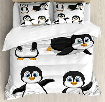 Duvet Cover Set , Cute Penguin Cartoon Waving Standing Sliding Smiling Animal Humor Antarctica, 4 Piece Bedding Set
Duvet Cover Set , Cute Penguin Cartoon Waving Standing Sliding Smiling Animal Humor Antarctica, 4 Piece Bedding Set