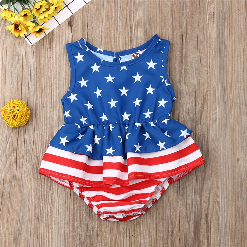 Fourth Of July Baby Girls Sleeveless Bodysuits Star Print Ruffles Tutu Bodysuit One-Pieces Outfit Sunsuit
Fourth Of July Baby Girls Sleeveless Bodysuits Star Print Ruffles Tutu Bodysuit One-Pieces Outfit Sunsuit