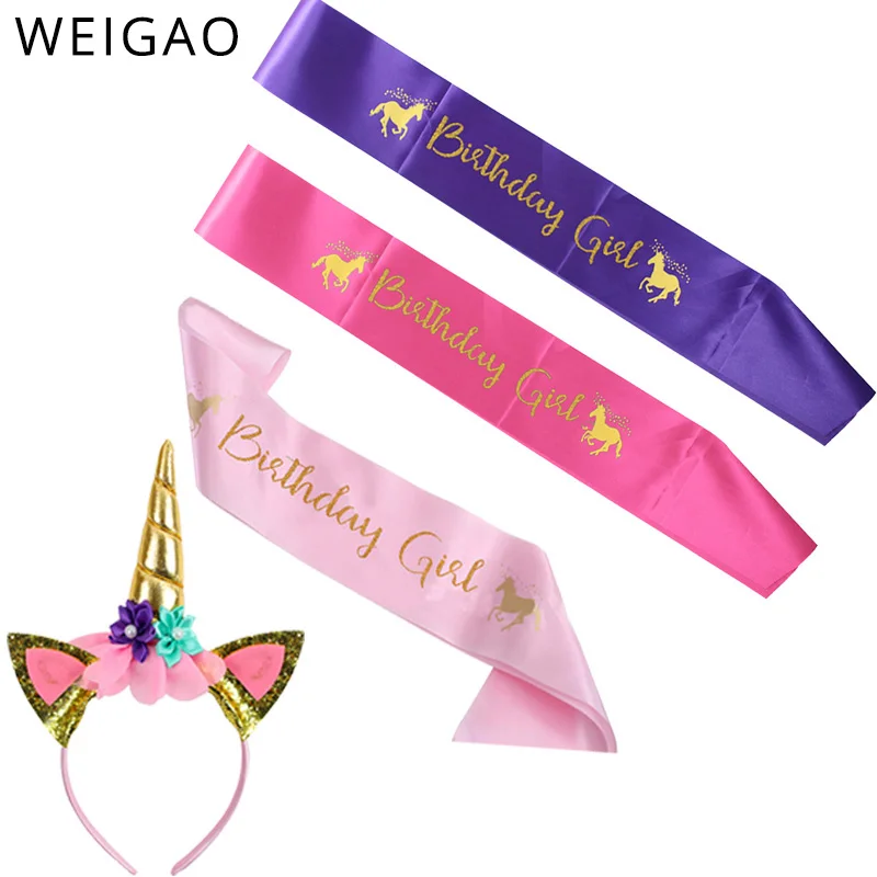 WEIGAO Unicorn Party Birthday Girl Sash Satin Silk Sash with Unicorn Headband Girl 1st Birthday Party Decor Rainbow Headbands
WEIGAO Unicorn Party Birthday Girl Sash Satin Silk Sash with Unicorn Headband Girl 1st Birthday Party Decor Rainbow Headbands