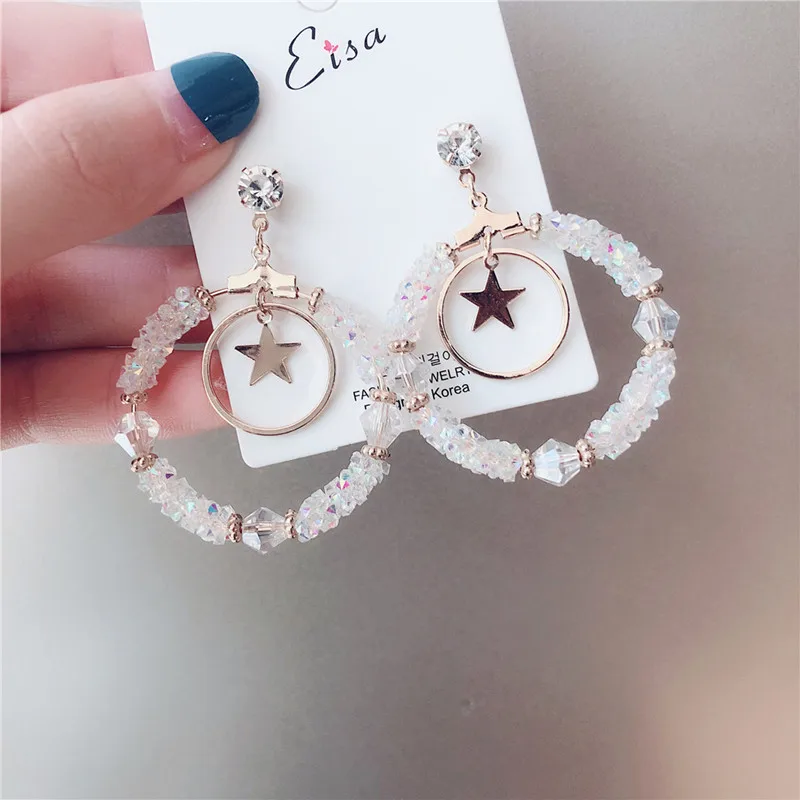 New Fashion Women Jewelry Crystal Round Earrings Temperament Stars Joker Long Pendant Dangle Trend Earrings
New Fashion Women Jewelry Crystal Round Earrings Temperament Stars Joker Long Pendant Dangle Trend Earrings