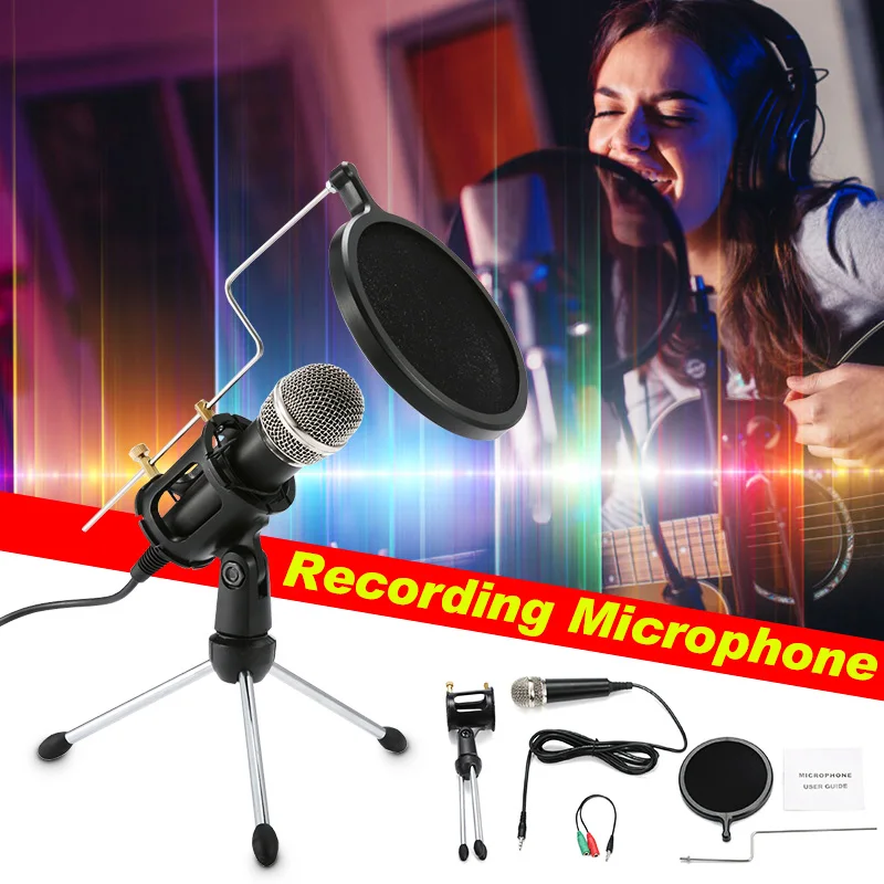 

Condenser Microphone NASUM Portable Mini Recording Microphone with 3.5mm Plug &Play Home Studio Microphones for Online Chatting,