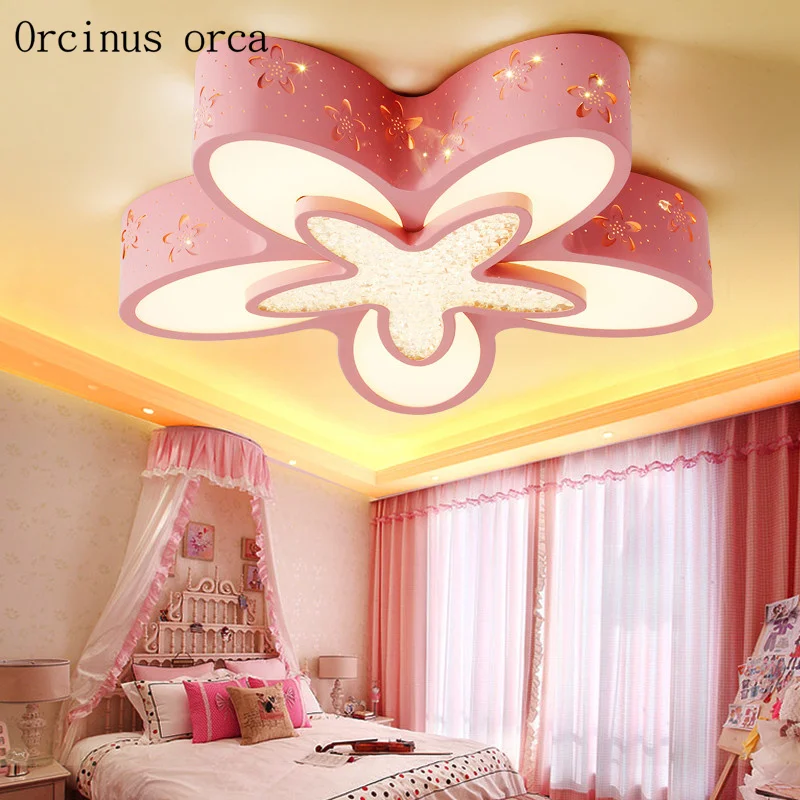 

Мультяшная креативная звезда, потолочный светильник для мальчиков и девочек, детская спальня, Современная индивидуальная светодиодная розовая потолочная лампа, бесплатная доставка