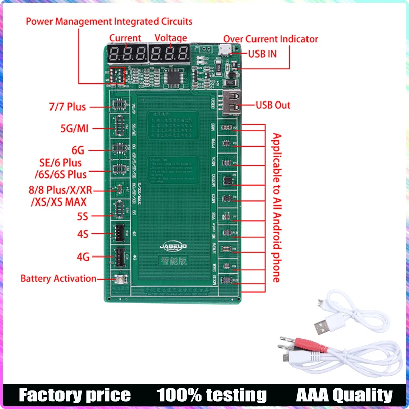 CD-928 Quick Charging Activation Board Battery Test Fixture for iPhone for Samsung for xiaomi for Huawei Android Phone
CD-928 Quick Charging Activation Board Battery Test Fixture for iPhone for Samsung for xiaomi for Huawei Android Phone