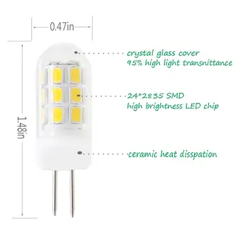 Dimmable G4 LED Bulbs, G4 Bi-Pin Base Bulbs, AC 120V G4 3.5W White 6000K 320Lumen, Replace 35W G4 Halogen, for Under-Cabin ST485
Dimmable G4 LED Bulbs, G4 Bi-Pin Base Bulbs, AC 120V G4 3.5W White 6000K 320Lumen, Replace 35W G4 Halogen, for Under-Cabin ST485
