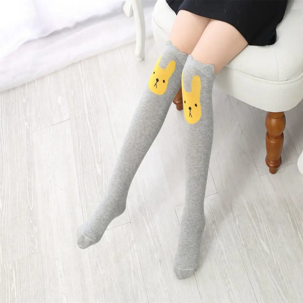 Детские носки с изображением милого кролика из мультфильма хлопковые до колена