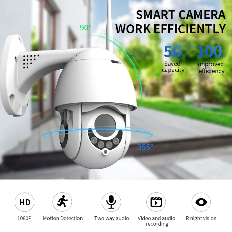 На открытом воздухе 1080 P 50 м Ночное видение IP Камера 5x зум IR CCTV сетевой монитор