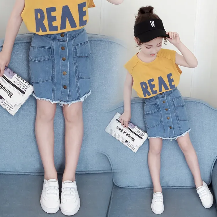Fashion 2PCS Girls Clothes Sets for Girls Summer Kids Jean Clothes 8 10 12 14 Years Teen Clothes Solid Shirt + Denim Skirts
Fashion 2PCS Girls Clothes Sets for Girls Summer Kids Jean Clothes 8 10 12 14 Years Teen Clothes Solid Shirt + Denim Skirts