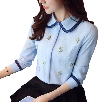New Spring Summer Floral Embroidery Chiffon Shirts Sweet Peter Pan Collar Blouse Shirt Spliced Cotton Work Wear Blouses Mw093
New Spring Summer Floral Embroidery Chiffon Shirts Sweet Peter Pan Collar Blouse Shirt Spliced Cotton Work Wear Blouses Mw093