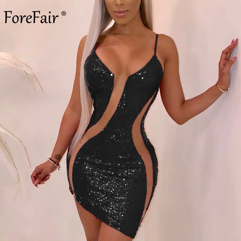 Forefair Mini Party Club Sequin Dress Women Summer See Through Mesh Black Red Gold Spaghetti Strap Paillette Sexy Dress 2018
Forefair Mini Party Club Sequin Dress Women Summer See Through Mesh Black Red Gold Spaghetti Strap Paillette Sexy Dress 2018