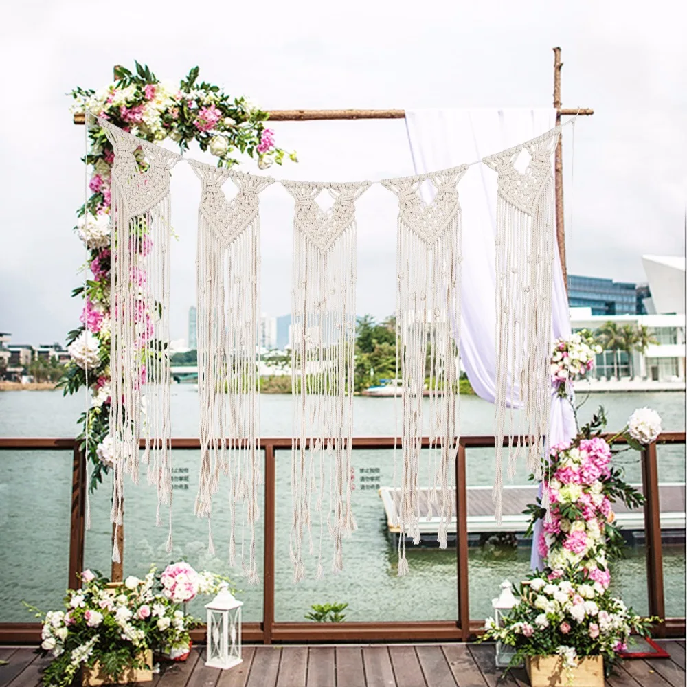 Handmade Hanging Wall Tapestry Macrame Wedding Ceremony Backdrop Wall Art Pure cotton thread Boho tassel curtain photo backgrou
Handmade Hanging Wall Tapestry Macrame Wedding Ceremony Backdrop Wall Art Pure cotton thread Boho tassel curtain photo backgrou