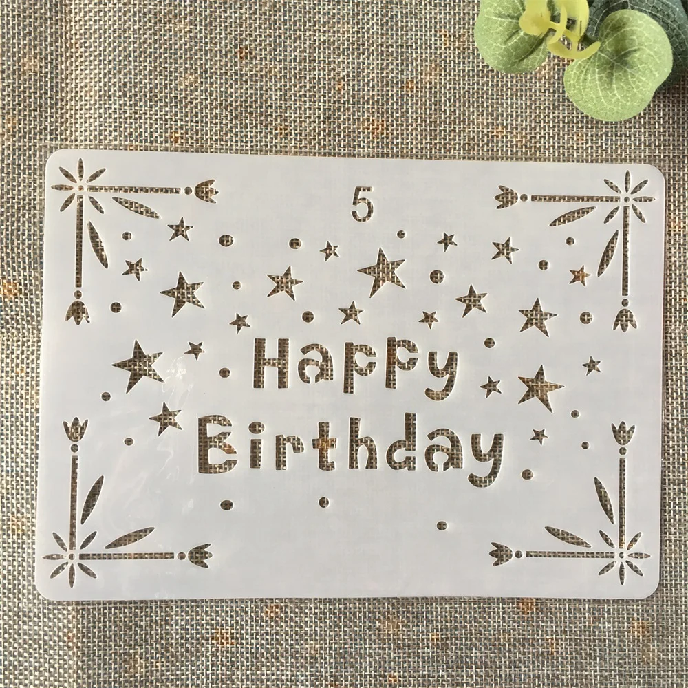 18cm Happy Birthday Five Star DIY Layering Stencils Painting Scrapbook Coloring Embossing Album Decorative Paper Card Template
18cm Happy Birthday Five Star DIY Layering Stencils Painting Scrapbook Coloring Embossing Album Decorative Paper Card Template