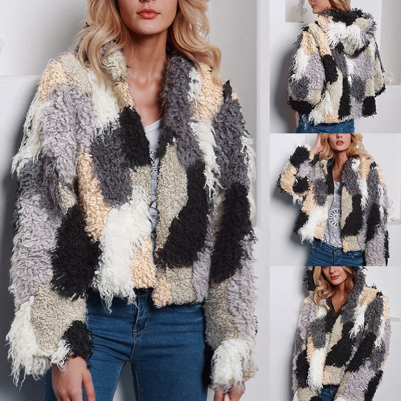 Synthetic Leather Women Coat Loose Multicolored Hooded Thick Cardigan Blusas Winter Warm Clothing Feminine Overcoat Jackets
Synthetic Leather Women Coat Loose Multicolored Hooded Thick Cardigan Blusas Winter Warm Clothing Feminine Overcoat Jackets