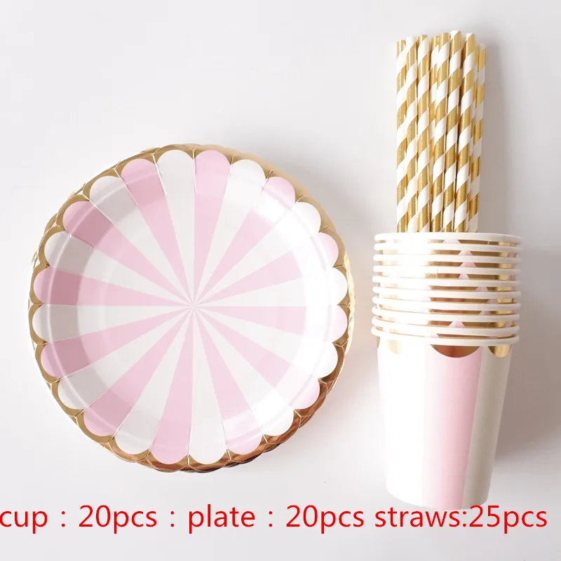 65pcs/set Pink Stripe Disposable Tableware Christmas New Year Party Paper Plates Cups Birthday Party Supplies Plastic Straws
65pcs/set Pink Stripe Disposable Tableware Christmas New Year Party Paper Plates Cups Birthday Party Supplies Plastic Straws