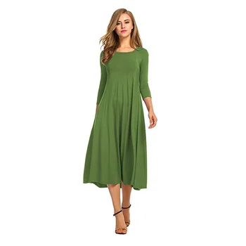 2019 Autumn Summer Women Dress O-Neck Three Quarter Sleeves Solid Color A-line Dress Fashion Slim Thin Long Dress Ropa Mujer
2019 Autumn Summer Women Dress O-Neck Three Quarter Sleeves Solid Color A-line Dress Fashion Slim Thin Long Dress Ropa Mujer