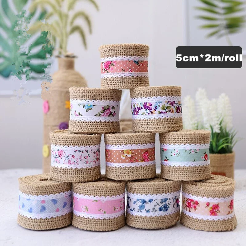 5cm 2yard/roll Natural Jute Burlap Hessian Ribbon with Cotton Lace DIY Trim Fabric For Sewing Wedding Decoration Accessories
5cm 2yard/roll Natural Jute Burlap Hessian Ribbon with Cotton Lace DIY Trim Fabric For Sewing Wedding Decoration Accessories