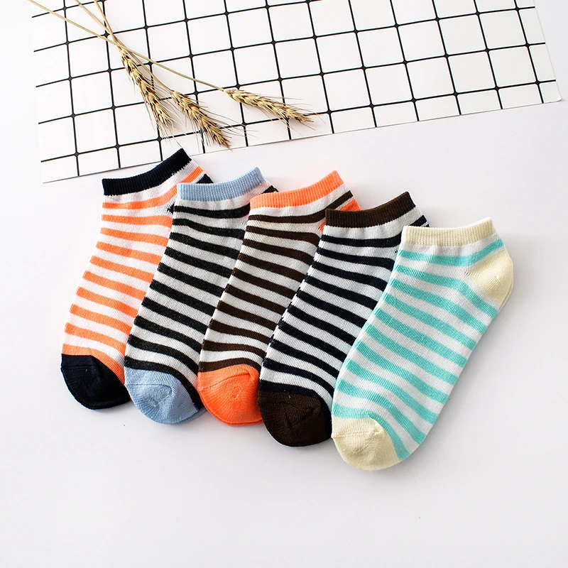 1 Pair Women Cotton Socks Fashion Female Short Kitten Colorful Casual Comfy Striped Boat For Girls D0224 |