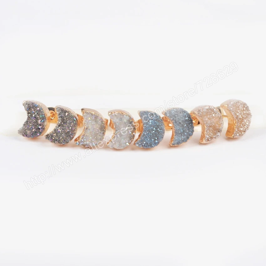 5pcs Gold Color Moon Natural Crystal Titanium Mix Color Druzy Stud Earrings High Quality Drusy Jewelry Free Shipping G0913
5pcs Gold Color Moon Natural Crystal Titanium Mix Color Druzy Stud Earrings High Quality Drusy Jewelry Free Shipping G0913