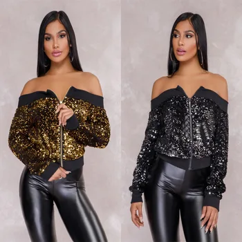 Jaqueta Feminina Inverno Casaco Feminino Europe And America Nightclub Personality Strapless Sequins Stitching Zipper Coat
Jaqueta Feminina Inverno Casaco Feminino Europe And America Nightclub Personality Strapless Sequins Stitching Zipper Coat