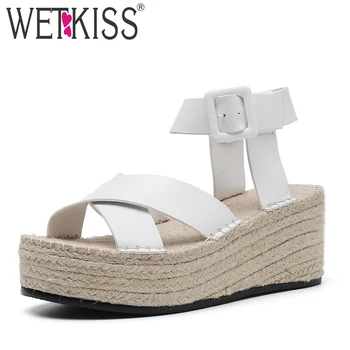 WETKISS Cow Leaather Sandals Women Open Toe Footwear Fashion Wedges Shoes Female Straw Weave Platform Shoes Woman Summer 2019
WETKISS Cow Leaather Sandals Women Open Toe Footwear Fashion Wedges Shoes Female Straw Weave Platform Shoes Woman Summer 2019