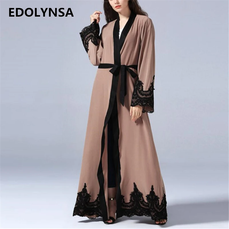 Abaya Kimono Cardigan Lace Patchwork Muslim Dress With Belt Plus Size Kaftan Maxi Dress Soft Casual Long Womens Clothing #D333
Abaya Kimono Cardigan Lace Patchwork Muslim Dress With Belt Plus Size Kaftan Maxi Dress Soft Casual Long Womens Clothing #D333