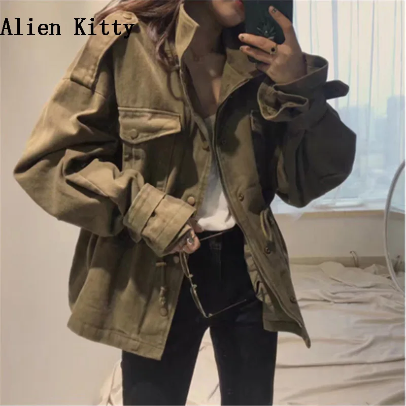 Alien Kitty Fashion Female Stand Collar Trench Coat Women 2018 Spring Autumn New Drawstring Solid Military Windbreaker Outerwear
Alien Kitty Fashion Female Stand Collar Trench Coat Women 2018 Spring Autumn New Drawstring Solid Military Windbreaker Outerwear