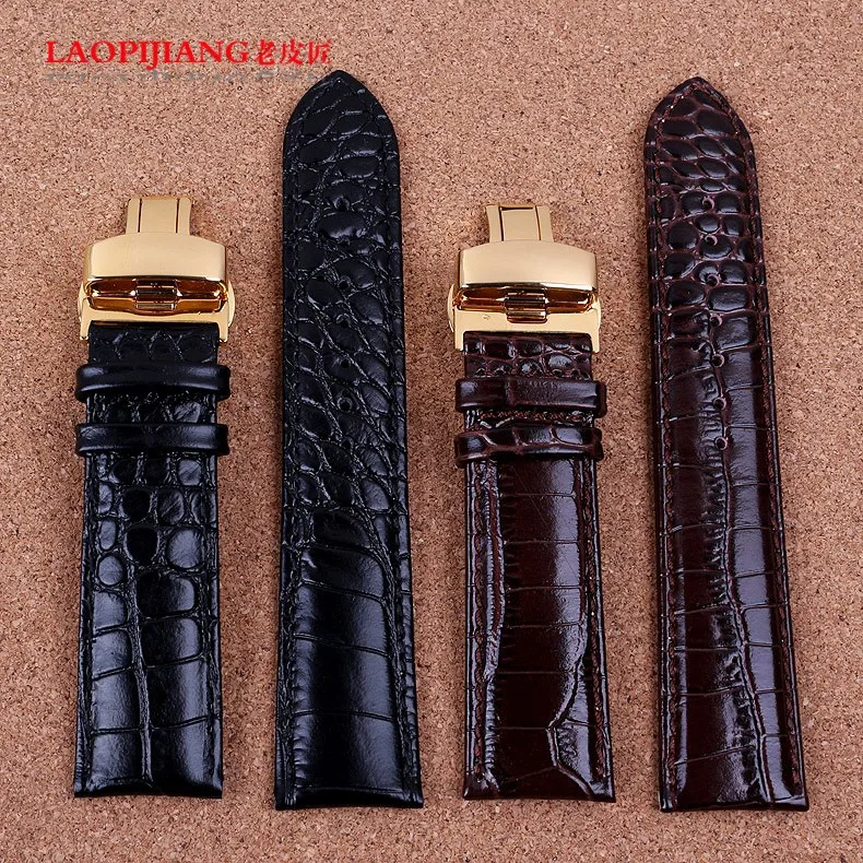 18mm 20mm 22mm High Quality Gold Steel Butterfly buckle Brown Crocodile Grain Genuine Leather Watchbands BANDS Strap
18mm 20mm 22mm High Quality Gold Steel Butterfly buckle Brown Crocodile Grain Genuine Leather Watchbands BANDS Strap