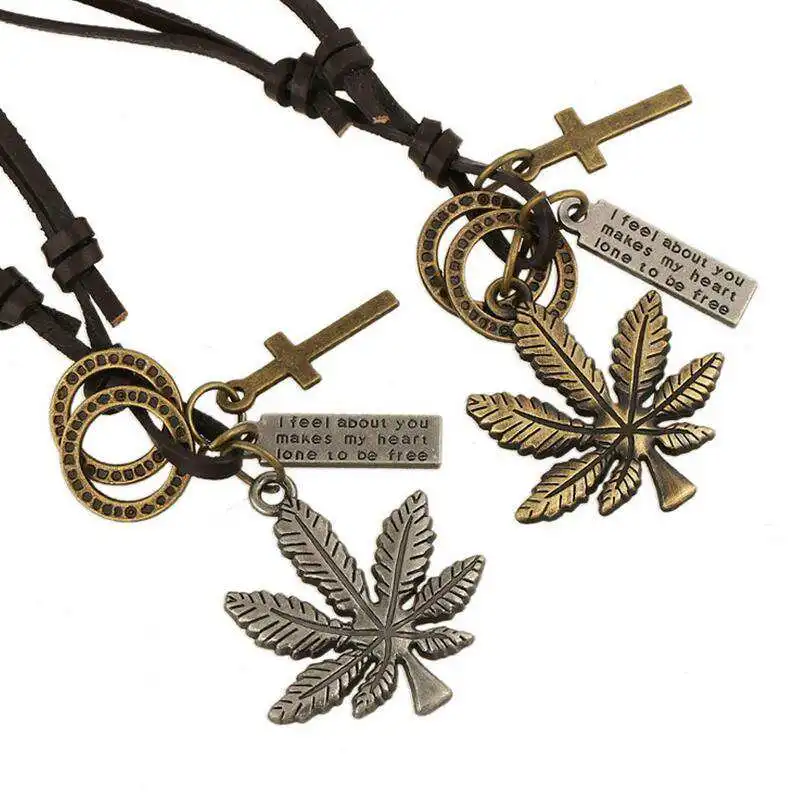 New Harajuku Steampunk Style Weed Necklace Chunky Maple Leaf Cross Dog Tag Pendants Women Necklace Long Leather Choker Jewelry
New Harajuku Steampunk Style Weed Necklace Chunky Maple Leaf Cross Dog Tag Pendants Women Necklace Long Leather Choker Jewelry
