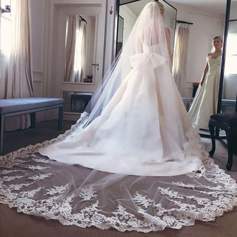 New Handmade 3M Length Ivory White Cathedral Wedding Veil Bridal Accessory Applique With Comb Custom Made Veils
New Handmade 3M Length Ivory White Cathedral Wedding Veil Bridal Accessory Applique With Comb Custom Made Veils