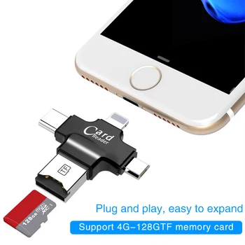 4 in 1 Card Reader USB Type-C Micro USB Micro SD Card Reader for iphone 7plus 6s 5s for iPad MacBook Android OTG TF SD Reader
4 in 1 Card Reader USB Type-C Micro USB Micro SD Card Reader for iphone 7plus 6s 5s for iPad MacBook Android OTG TF SD Reader
