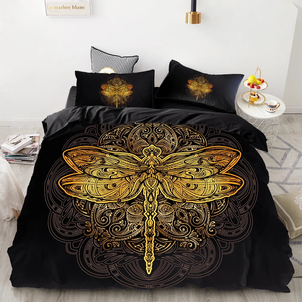3D HD Digital Printing Custom Bedding Set,Duvet Cover Set Queen Cal King,Bedclothes Golden dragonfly on black Drop Shipping
3D HD Digital Printing Custom Bedding Set,Duvet Cover Set Queen Cal King,Bedclothes Golden dragonfly on black Drop Shipping