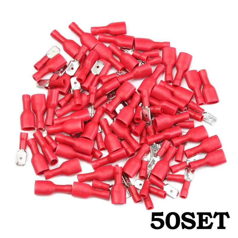 100Pcs/set FDFD 1.25-250 MDD1.25-250 6.3mm Female & Male Spade Insulated Electrical Crimp Terminal Connectors Wiring Cable Plug 
100Pcs/set FDFD 1.25-250 MDD1.25-250 6.3mm Female & Male Spade Insulated Electrical Crimp Terminal Connectors Wiring Cable Plug