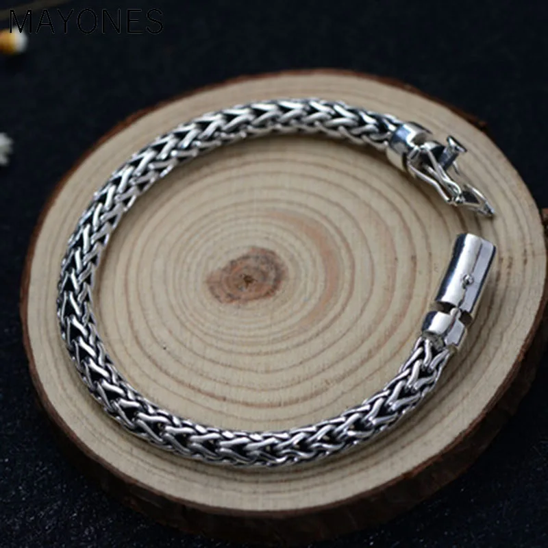 Wholesale Genuine 925 Sterling Silver Men Bracelets Vintage Thai Silver Couple Bracelet For Men Women Jewelry Bless safety
Wholesale Genuine 925 Sterling Silver Men Bracelets Vintage Thai Silver Couple Bracelet For Men Women Jewelry Bless safety