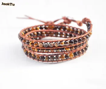 brown 4mm natural tiger eye stone wrap leather bracelet men triple wrap leather bracelet 
brown 4mm natural tiger eye stone wrap leather bracelet men triple wrap leather bracelet