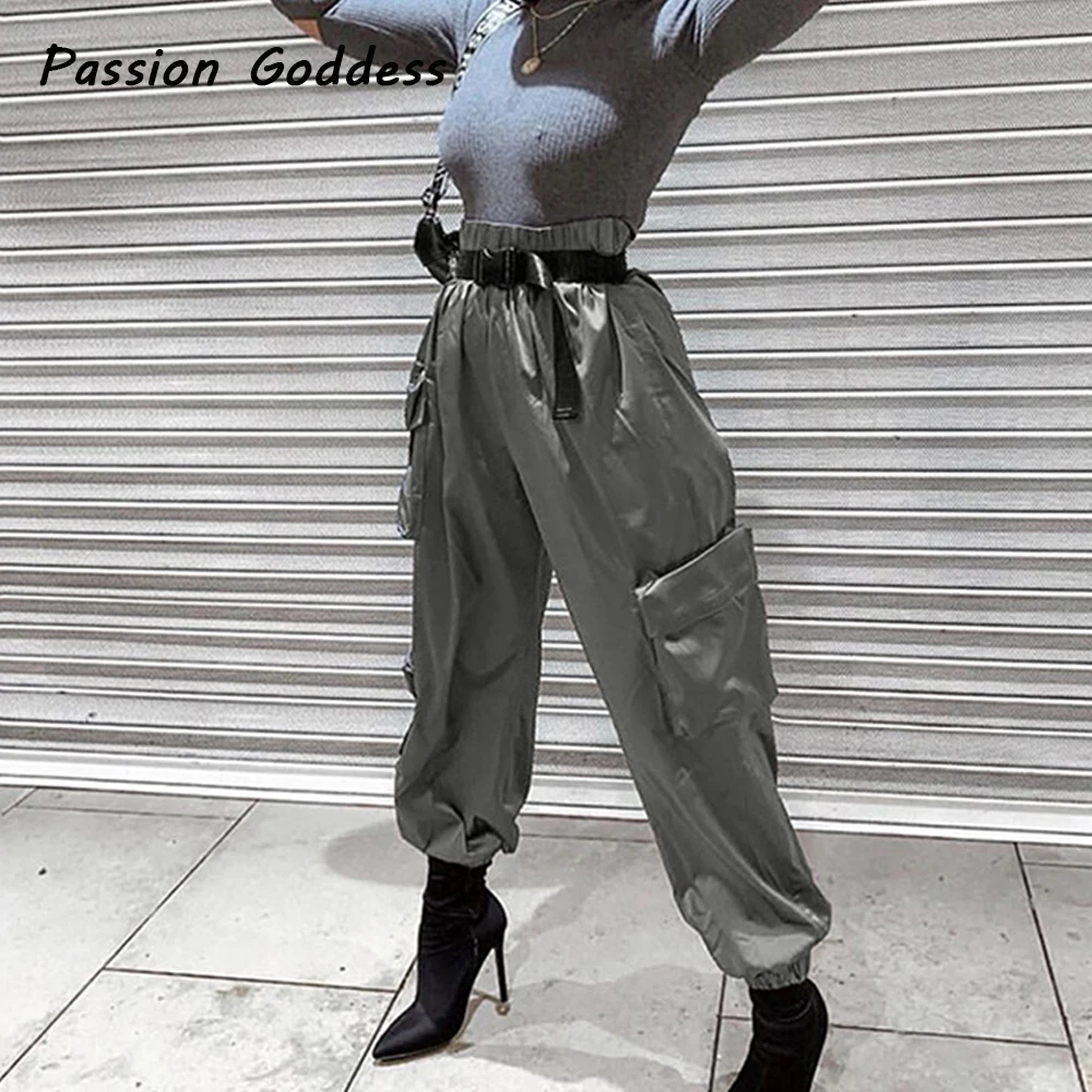 Fashion Street Women Gray Satin Cargo Pants Pockets Soft Silk Satin Harem Pants Harajuku Sweatpants High Waist Loose Pantalon
Fashion Street Women Gray Satin Cargo Pants Pockets Soft Silk Satin Harem Pants Harajuku Sweatpants High Waist Loose Pantalon